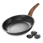 ACCL Non-Stick Pans, 20 cm Non-Stick Frying Pan, 5-Layer Anti-Scratch Coating, PFOA Free, Cast Aluminum Stone Skillet for All Types hobs (Gray, 8 inch),FP-01