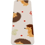 BestIdeas Yoga Mat Hedgehog Cartoon Smiling Face Brown for Yoga, Pilates, Floor Exercise Men Women Girls Boys Children Beginner Non-slip Design