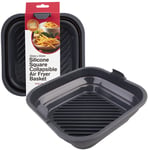 Daily Bake: Silicone Square Collapsible Air Fryer Basket - Charcoal (22x22cm) - D.Line