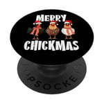 Merry Chickmas Chapeau de Père Noël lumineux Motif poule PopSockets PopGrip Adhésif