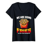 Womens After the transfer, we are eating fries IVF V-Neck T-Shirt