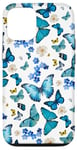 iPhone 12/12 Pro Blue Butterflies on White with Floral Accents Case