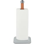 Relaxdays - Dérouleur non fixe essuie-tout, acier inoxydable, support pour cuisine, HxLxP: 36 x 15 x 15 cm, blanc - cuivre