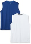 Amazon Essentials Men's Active Performance Tech Muscle Vest, Pack of 2, Deep Blue/White, 6XL Plus