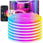 Lamomo Ruban Led 10m, RGB Neon Bande Led App Contrôle, Multicolore 24V Flexible Étanche Découpable Synchronisation Musicale Bandeau Lumineuse Led pour Intérieur Déco