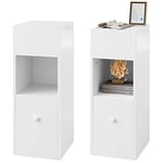 EUGAD Lot de 2 Table de Chevet Étroite, pour Nuit avec 2 Compartiments Ouverts et 1 Tiroir, 25x30x66cm, Meuble de Rangement Compacte pour Chambre à Coucher, Salon, en Aggloméré, Blanc, 0179ZZ-2