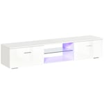 TV Stand Cabinet High Gloss Door with LED RGB Lights, Remote Storage