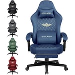 GTPLAYER Chaise Gaming Fauteuil Gaming Tissu Chaise Gamer Ergonomique Bureau Chaise PC, 150 kg, Chaise de Table RéGlable et Pivotante avec Coussin D'Assise à Ressorts et Repose-Pieds, Bleu