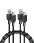 ANKER cable USB C, 180cm, lot de 2 câbles de charge USB A vers USB C, câble de charge USB A vers USB C, charge rapide pour iPhone 16/15, Samsung Galaxy Note 10 Note 9/S10+ S10, LG V30 (USB 2.0, noir)