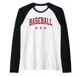 Baseball All Red Stars Classic Retro Varsity Text Raglan Baseball Tee