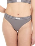 Tommy Hilfiger Womens UW0UW04812 TH Established Thong - Grey Elastane - Size 8 UK