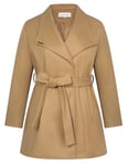 Hanna Nikole Manteau trench pour femme - Veste d'affaires classique - Veste d'hiver trench avec ceinture - Coupe-vent - Manteau de transition - Col à revers, kaki, 54 grande taille