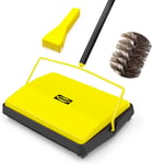 Carpet Sweeper Manual with Horsehair Non Electric Quiet Floor Rug Roller