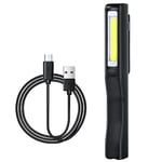 flinronic Lampe de Travail LED Rechargeable 350 Lumens Lampe Mecanicien COB Lampe de Poche Ultra Puissante, Lampe Inspection pour Auto Garage Atelier Bricolage Camping avec USB Cable et Clip (Black)