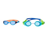 Zoggs Phantom 2.0 Childrens Swimming Goggles, Blue/Orange/Blue & Little Ripper Kids Swimming Goggles, UV Protection Swim Goggles, Slide Adjust Split Yoke Children’s Goggles Strap, Aqua/Green