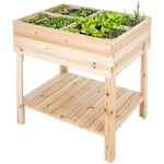 Ecd Germany - Jardinière sur Pied avec Etagère de Rangement, 80x60x80cm, Bois d'Épicéa, Bac Potager Surélevée, Résistant aux Intempéries, 4 Bacs à