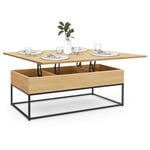 Idmarket - Table basse rectangulaire relevable convertible en table à manger detroit design industriel