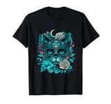 Sugar Skull Cat Moon Flowers Graphic For Men Women Kids T-Shirt