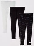 Nike Younger Girls 3 Pack Leggings - Black, Black, Size 5-6 Years