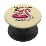 Il suffit de lire un livre et de se détendre | Flamingo Reading Book Worm PopSockets PopGrip Adhésif