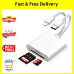 SD Card Reader for iPhone iPad,Micro SD Card Reader,Lightning&USB-C Dual Connect