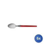 6x Coffee Spoon in Stainless Steel Rising Sun Red Handle