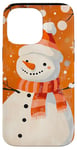 Coque pour iPhone 14 Pro Max Orange Art Déco Géométrique Bonhomme de neige Scène d'hiver