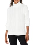 Amazon Essentials Pull Col Roulé En Maille Torsadée Style Irlandais (Grandes Tailles Disponibles) Femme, Blanc, 6XL Grande taille