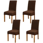 Leeyunbee 4 Pièces Housse de Chaise Moderne élastique, Amovible Lavable Extensible Housses de Chaise de Salle à Manger, Couverture de Chaise pour Décor Salle à Manger, Hôtel et Mariage (Marron foncé)