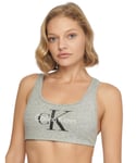 Calvin Klein Womens 000QF1643E Retro Bralette Bra - Grey Cotton - Size 10 UK