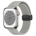 Bracelet magnétique compatible avec Apple Watch les bracelets 38 mm 44mm 45mm 49mm, bracelet en silicone souple réglable et confortable pour iWatch Ultra Series 8 7 6 5 4 3 SE Zone grise