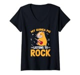 Womens My Guinea Pigs Listen to Rock Music | Funny Pet Lover Design V-Neck T-Shirt