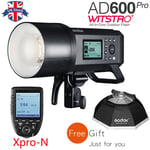 UK Godox AD600Pro 600Ws TTL HSS Outdoor Flash+XPRO-N for Nikon+120cm softbox Kit