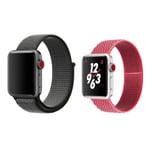 Kit 2x Bracelet Nylonsense Phonecare Pour Apple Watch Se (2022) - 44mm - Noir / Rouge