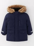 Mini V by Very Boys Parka - Navy, Navy, Size Age: 12-18 Months