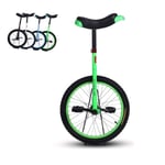 16''/ 18'' Wheel Unicycles for Child/Boy/Teenagers 12 Year Olds, 20 Inch One Wheel Bike for Adults/Men/Dad, Best (Color : GREEN, Size : 16 INCH WHEEL)