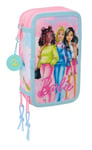 Safta BARBIE PAINTERLY - Trousse scolaire avec 37 outils inclus, trousse pour enfant, idéale pour les enfants de 5 à 14 ans, confortable et polyvalente, qualité et résistance, 12,5 x 5,5 x 19,5 cm,