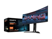 Gigabyte Mo34wqc - Oled-Monitor - Spel - Böjd - 34" - 3440 X 1440 Wqhd @ 175 Hz - 1000 Cd/M² - 1500000:1 - Displayhdr 400 True Black - 0.03 Ms - 2Xhdmi, Displayport, Usb-C - Högtalare