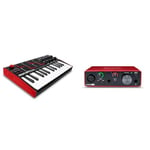 AKAI Professional MPK Mini– 25 Key USB MIDI Keyboard Controller with 8 Backlit Drum Pads, 8 Knobs and Music Production Software Included & Focusrite Scarlett Solo 3rd Gen USB Audio Interface