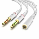 3.5mm 1 Female to 2 Male Y Splitter Cable F L/R Audio Microphone MIC PC Headset