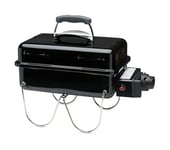 Weber Go-Anywhere barbecue à gaz, surface de cuisson 42 x 26cm, barbecue portable léger, barbecue de camping de table avec cuve et couvercle en acier émaillé, pieds pliables - Noir (1141056)