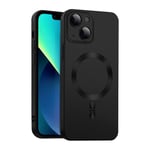 ICOVERI Coque magnétique en TPU Gel, Compatible avec iPhone, Compatible Charge magnétique par induction, Protection des caméras, Protection Antichoc, TPU Souple. (Noir, iPhone 14 Plus)