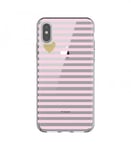 Coque Iphone X raye rose transparent coeur dore