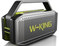 W-KING Enceinte Bluetooth Puissante, (100W Max)60W Haut Parleur Chantier Etanche Portable sans Fil Bluetooth Speaker Outdoor Boombox avec des Deep Bass, Powerbank, Autonomie 40 Hrs, AUX, Carte TF, EQ