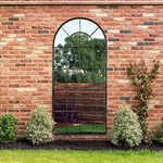 MirrorOutlet The Arcus - Antique Black Framed Window Modern Full Length Arched Garden Mirror 71" X 33.5" (180CM X 85CM) Silver Mirror Glass with Black All weather Backing.