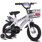 LYN Kids Bike, Kids Bike,Childrens Scooter Bikes,In Size 12'', 14'', 16'', 18'' Carbon Steel Frame,for 3-10 Years old with Training Wheels & Hand Brakes (Color : Silver, Size : 14'')