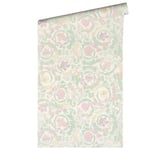 Versace Wallpaper 387062 Papier peint de luxe Motif floral Vert menthe, rose, blanc, vert, vigne baroque 10,05 x 0,70 m Fabriqué en Allemagne