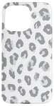 iPhone 15 Pro Max White Gray Cheetah Leopard Print Animal Skin Cute Trendy Case