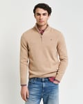 GANT - Bomullsgenser med half-zip til herre khaki melange