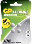 GP knappcell 76A, 1,5V, LR44, 4-pack